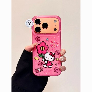 大紅花凱蒂貓適用蘋果17promax手機殼iPhone16Plus新14軟13/15pro