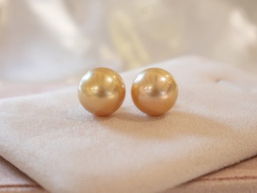 天然海水南洋金珍珠耳環 12-12.5mm18k金