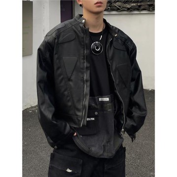 美式復古高級感飛行員機車皮衣外套男春秋季休閑短款痞帥氣皮夾克