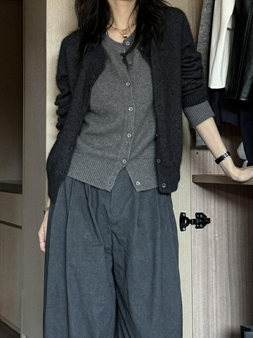 早秋季穿搭假兩件針織毛衣外套女2024新款高級感毛衣開衫秋冬上衣【淘夢屋】