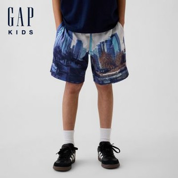 【GAP】兒童 GapFit 6吋再生網眼舒適短褲-都會奶白(745895)