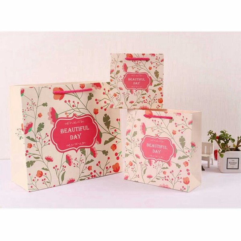 紙袋 3枚セット ペーパーバッグ ミニサイズ 手提げ袋 袋 かわいい 可愛い 英字 草花 花 通販 Lineポイント最大get Lineショッピング