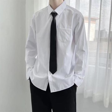 白襯衫男士長袖襯衣休閑內搭修身打底西裝寸衫大碼男女學生畢業裝