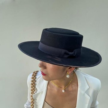 mdeke伊甸 澳洲秋冬款小眾時尚大檐羊毛氈禮帽蝴蝶結法式度假帽女