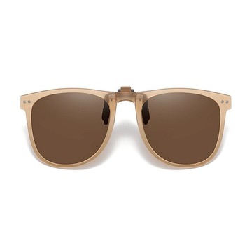 奶霧杏花棕可掀折疊夾式防眩光偏光太陽眼鏡│上掀UV400前掛墨鏡