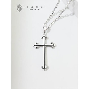 十尚美地能力 復古925銀十字架項鏈男潮款掛件個性時尚女商務項墜