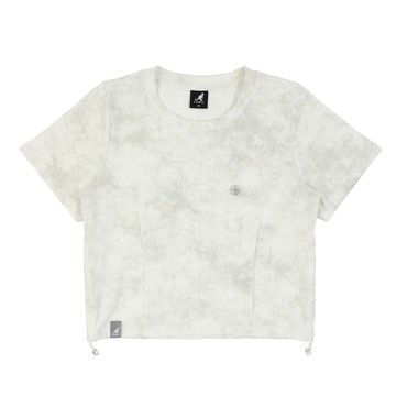 KANGOL 短T 白灰 抽繩 貼布 短袖 上衣 女 6622101300