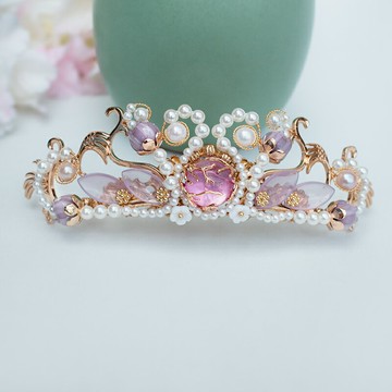 清月鹿鳴原創設計鈴蘭花古風珍珠發冠女超仙日常漢服頭飾簪子全套