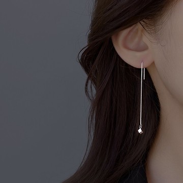 925純銀幾何方塊耳線女夏款年簡單時尚仙女耳墜精致百搭銀飾