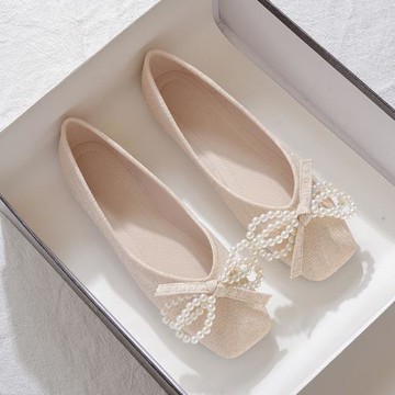 配裙子的單鞋女2025新款秋季溫柔晚晚風軟底伴娘鞋日常瓢鞋四季鞋