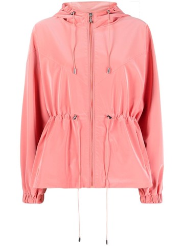 Patrizia Pepe - velvet-effect hooded jacket - women - Polyurethane/Polyamide/Viscose - 40 - Pink