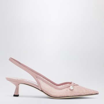 Amita 45 slingback pumps in pink leather and lace