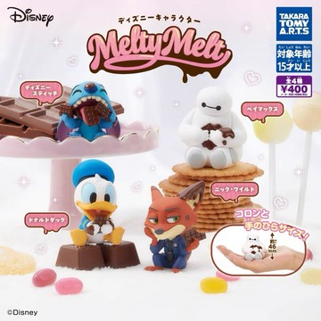 現貨 隔日到貨 日本正版 TTA多美扭蛋迪斯尼角色 MeltyMelt公仔擺件 唐老鴨 杯麵 尼克 史迪奇 巧克力甜點