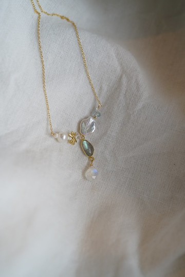 雲彩寶石項鍊-月光石-（鍊子：14kgf）