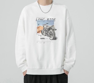 FINDSENSE X 2022 街頭時尚 男士 越野車圖案印花 圓領T恤 長袖外套 圖案T恤