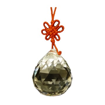 開運陶源 水晶球吊飾 精細切工 白水晶  1個  透明色 + 紅色