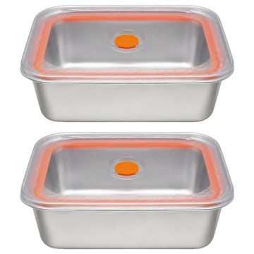 小麥購物 不鏽鋼保鮮盒 G836 方形 1.2L 161g  18.5 x 13.2 x 5.5cm  2個