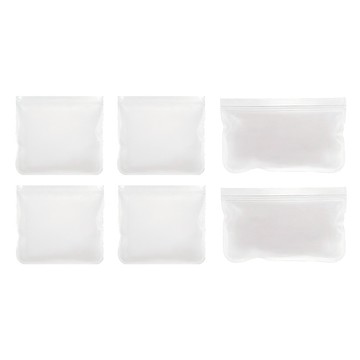 AHOYE PEVA 矽膠保鮮食物袋 可重複使用 食品級材質 密封防漏  中型 4個 + 長型 2個  1組  6入