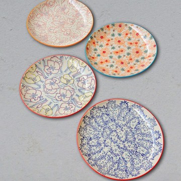 法國 Chehoma - 點繪花點-8吋盤 (直徑20cm)-4入