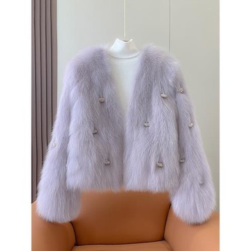 2025冬季新款狐貍毛皮草女外套短款氣質顯瘦毛毛大衣皮毛一體年輕