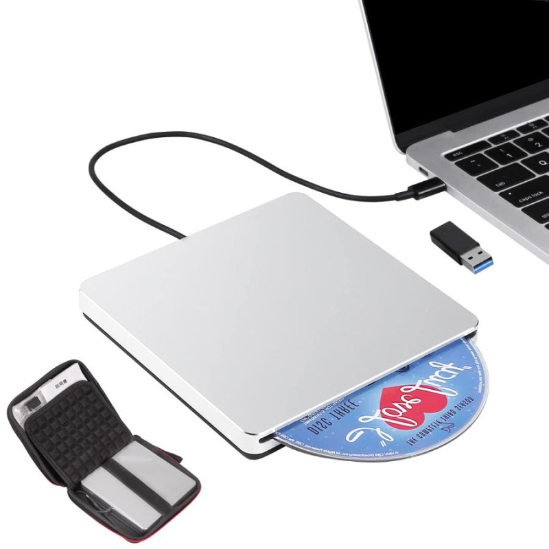 スリム外付けCD DVDドライブ USB 3.0 Lightscribe DVDバーナー Type-C