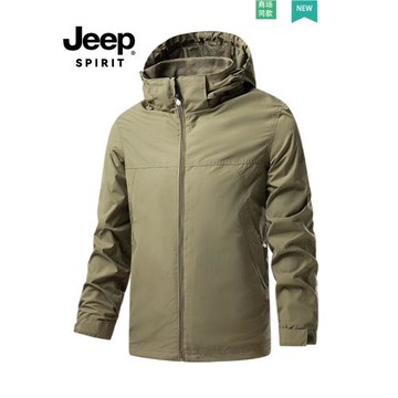 JEEP SPIRIT工裝外套男款中青年戶外夾克可脫卸帽運動沖鋒衣男士