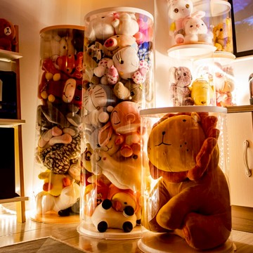 娃娃收納桶箱筐柱毛絨玩具透明圓柱玩偶公仔整理盒收納神器pvc筒