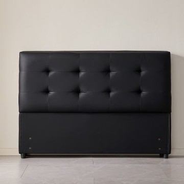 MUNA家居  133型休斯5尺黑色貓抓皮床頭片   150X20X105cm