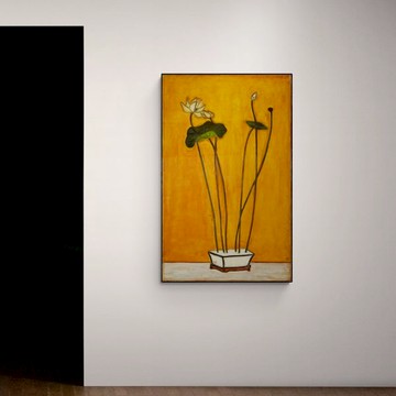 LIGHTO  掛畫｜荷花 (方盆黃蓮)｜常玉 - 銀色鋁框-43x69 cm