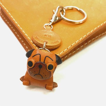 巴哥犬 狗狗 皮革鑰匙圈 皮革鑰匙環 牽繩吊飾 手作 日本製造 VANCA