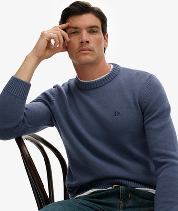 Superdry Men's Preppy Cotton Jumper Navy Size: Xxl
