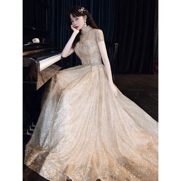 晚禮服女2025新款高級感輕奢小眾高端藝考畢業宴會氣質主持連衣裙