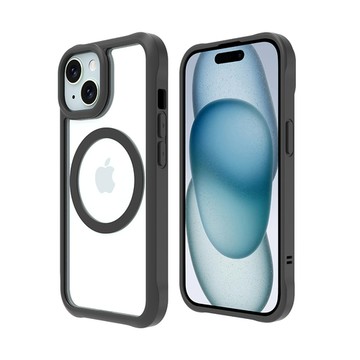 ABSOLUTE｜LINKASEAIR iPhone 15 Plus 6.7吋 超越軍規防摔高硬度大猩猩玻璃保護殼 低調感霧黑