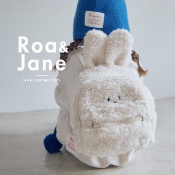 韓國專櫃 RoanJane 奶油QQ毛兔子耳朵造型後背包