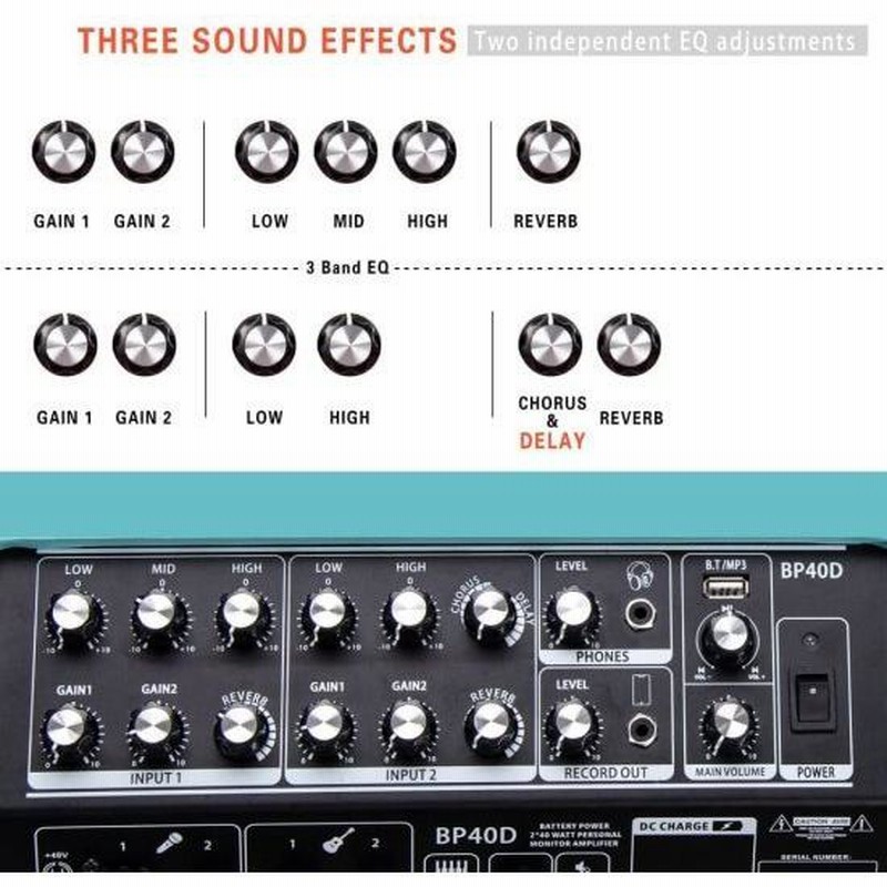 BP40D 充電式アコースティック ギターアンプ エレキギター アンプ Amazon | Coolmusic BP40D 充電式アコースティックギターアンプ エレキ