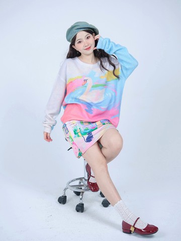 喵貓蟲士多原創天鵝針織毛衣 秋冬穿搭 原創設計 日系穿搭