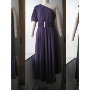 歐美高端妹家女裝滌綸無彈力無袖連衣裙長裙簡約時尚有設計感梭織