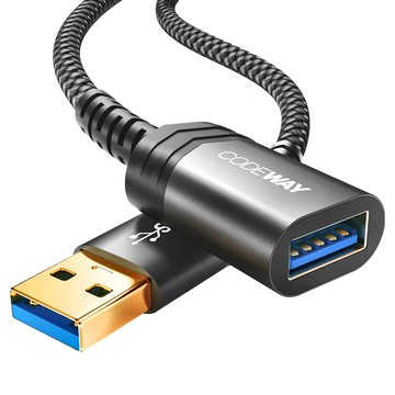 CODEWAY USB 3.0 5Gbps 公對母 高速傳輸延長線  0.25m  黑色  1條