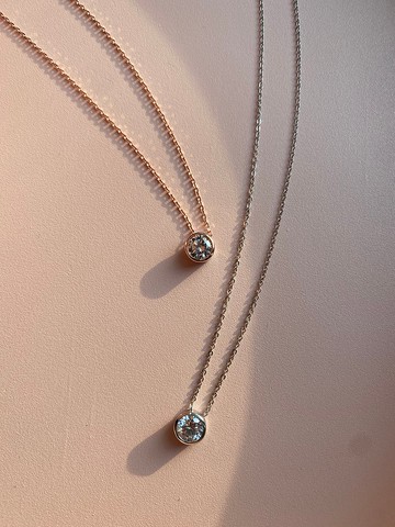 泡泡項鏈/ 925 純銀鍍18K白金/ 玫瑰金/ 方晶鋯石