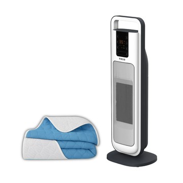 【TECO東元】ECO節能溫控石墨烯陶瓷電暖器/暖氣機/電暖爐(XYFYN3004CBW加贈石墨烯機能被)