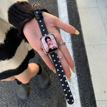 星星愛心絨麪皮質錶帶 適用Apple watch11錶帶 iwatch錶帶 全系列通用錶帶 當季錶帶