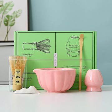 陶瓷抹茶工具套裝抹茶女孩禮物茶筅5件套帶嘴百本立多款跨境