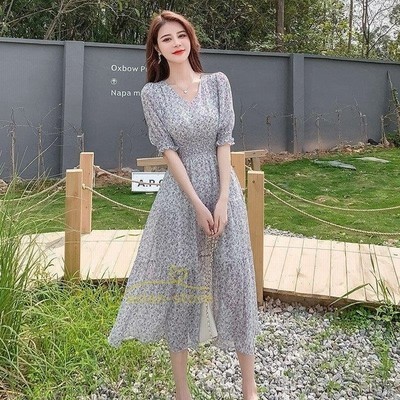 ロングワンピース レディース 夏 ワンピース 半袖 シフォンワンピース 花柄 フォーマルワンピース 着痩せ 夏ワンピース 韓国ファッション カジュアル エレガント 通販 Lineポイント最大get Lineショッピング