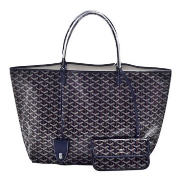 GOYARD 經典St. Louis GM系列印花LOGO帆布磁吸吊飾肩背托特包(大-深藍色)