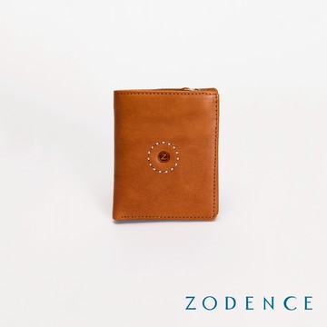 ZODENCE SAXON義大利植鞣革直立簡式短夾 駝