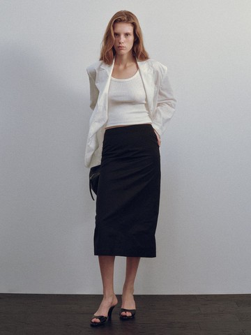 Stitch H Line Maxi Skirt_Black