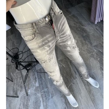 歐洲站重工藝 灰色 牛仔褲男D2彈力小腳修身長褲DSQ2 四季25青年