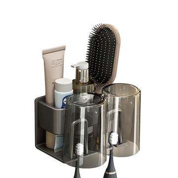 浴室置物架二人款 免釘膠款  7.8 x 7.5 x 14cm  7.8 x 7.5 x 14m  槍灰色  1個