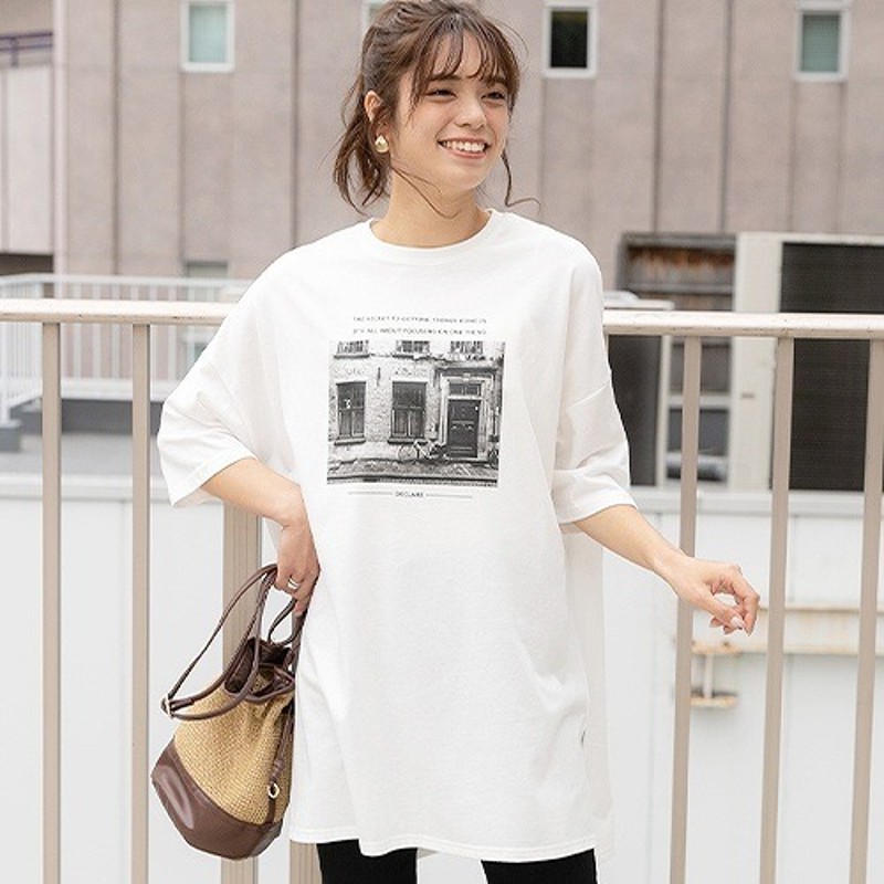 ad thie フロントプリントビッグTシャツ 柄 フォトプリント モノクロ