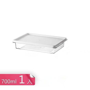 【荷生活】日式可疊加耐低溫冰箱收納盒 透明材質食品密封分裝保鮮盒-700ml x 1入組